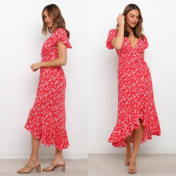 Petal & Pup Dresses & Skirts - Petal & Pup Malibu Red Floral Wrap Dress